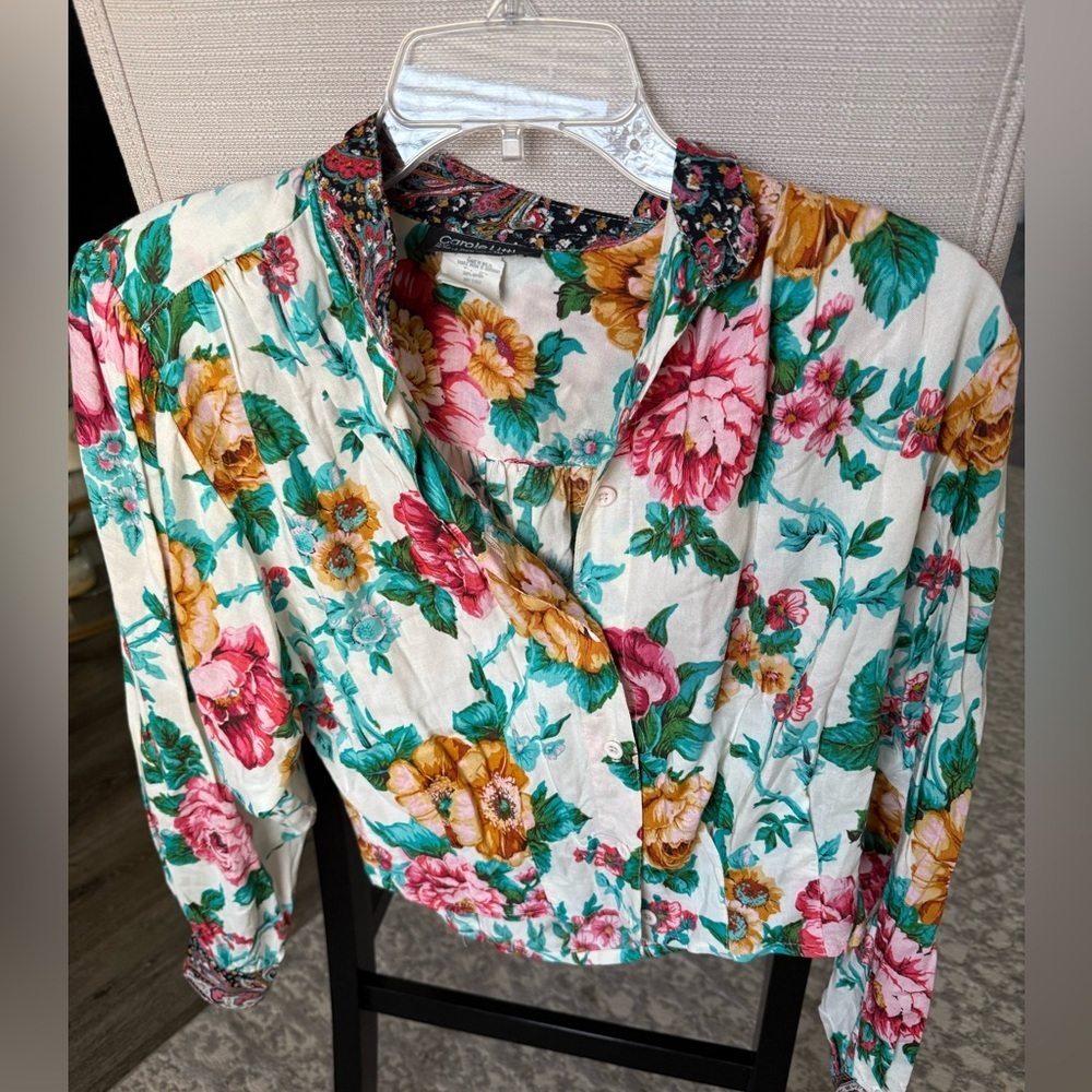 Rare Vintage Carole Little Floral Skirt & Cropped Top Set | Small (4–6) - Picture 5 of 9
